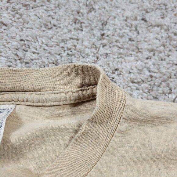 Vintage American Flag T Shirt Mens Large Beige Short Sleeve Button Alore Read* - Picture 4 of 11